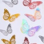 Mariposa 3D Hueca de Papel Dorado Brillante de Doble Cara